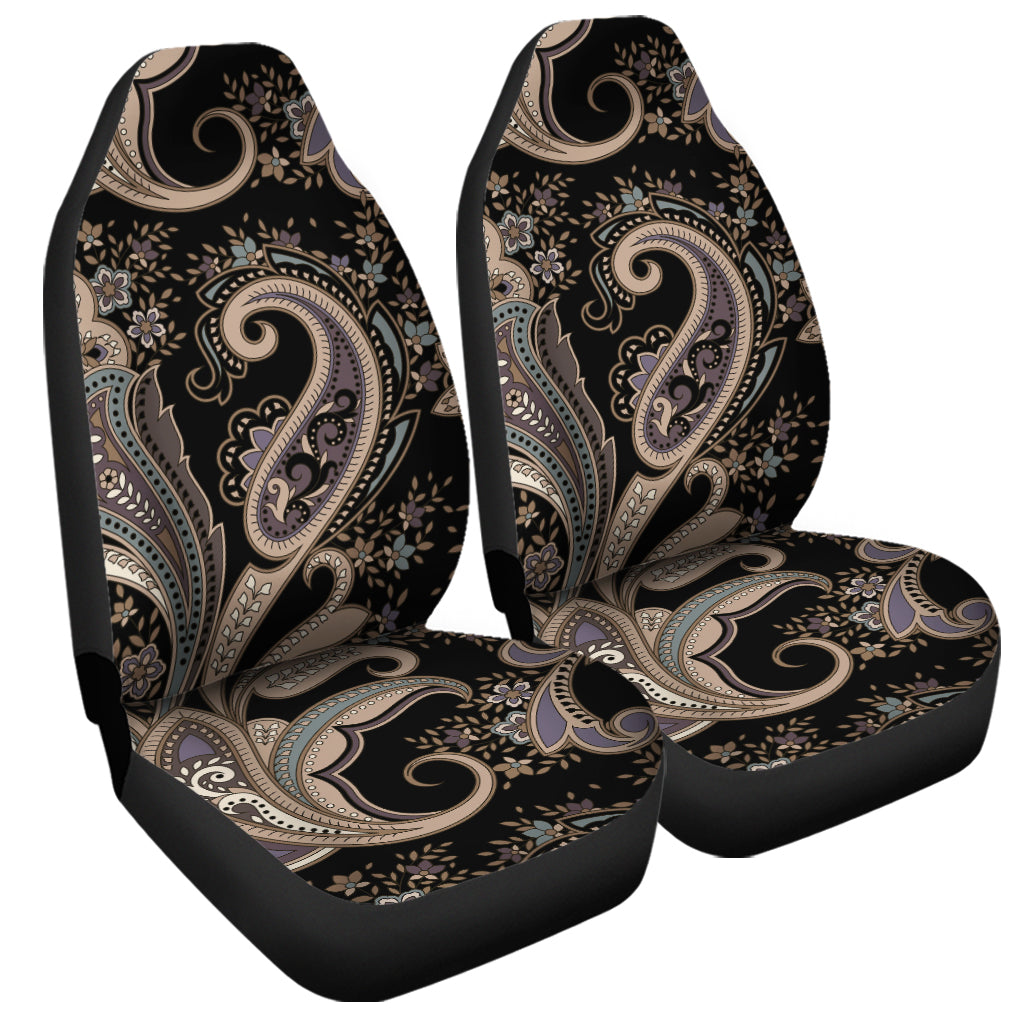 Dark Brown Paisley Pattern Print Universal Fit Car Seat Covers