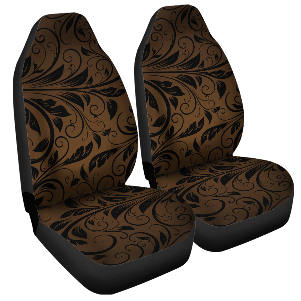 Dark Brown Western Damask Print Universal Fit Car Seat Covers