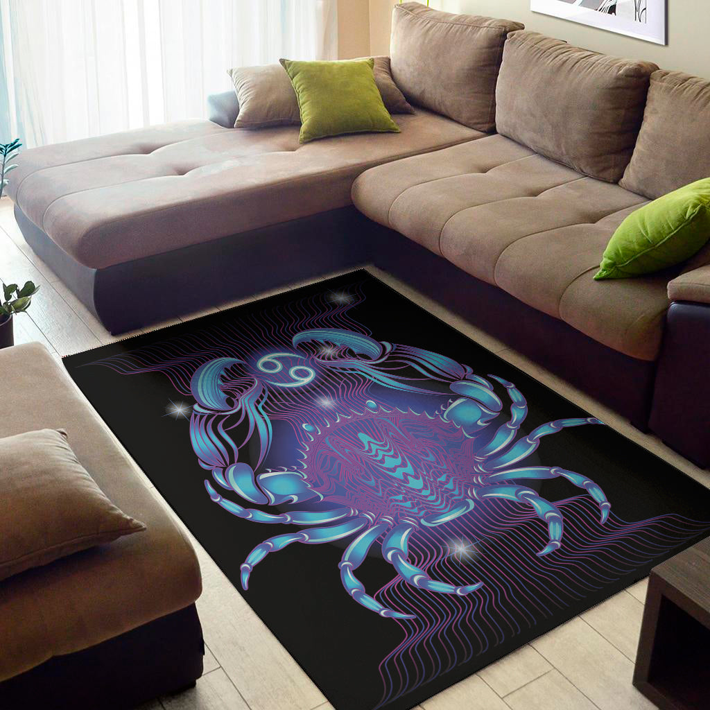 Dark Cancer Zodiac Sign Print Area Rug