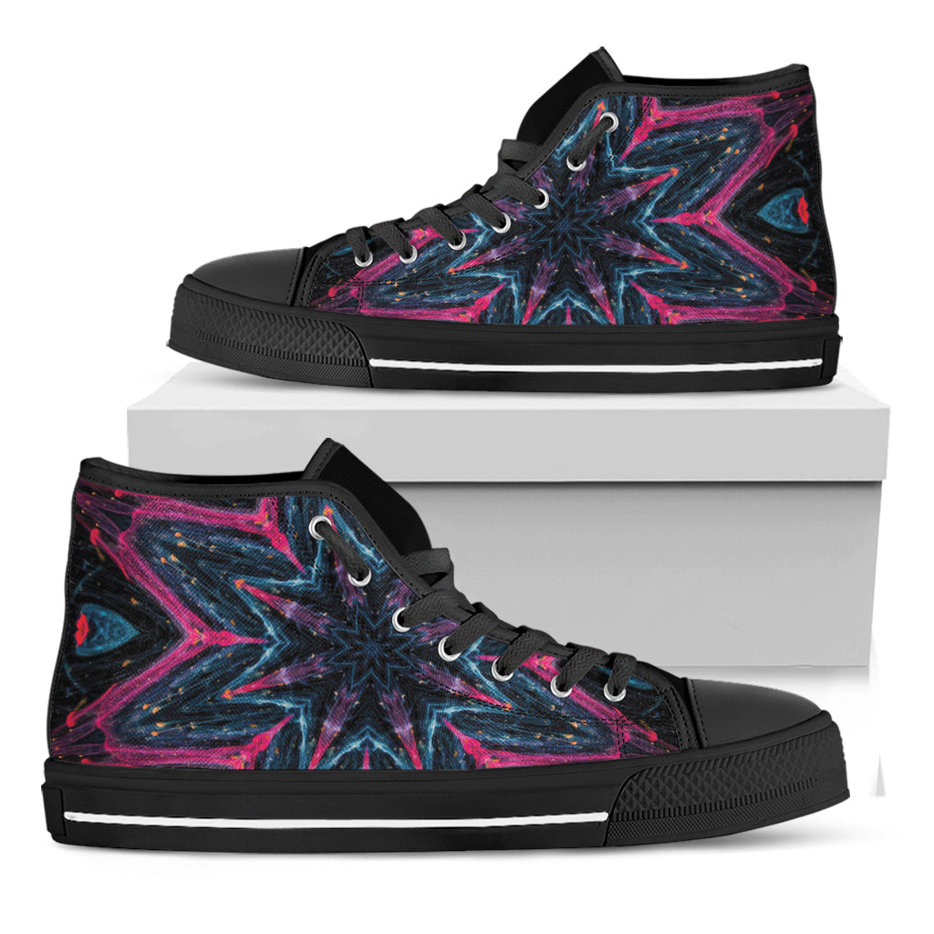 Dark Cloud Kaleidoscope Print Black High Top Shoes