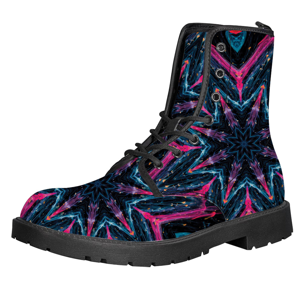 Dark Cloud Kaleidoscope Print Leather Boots