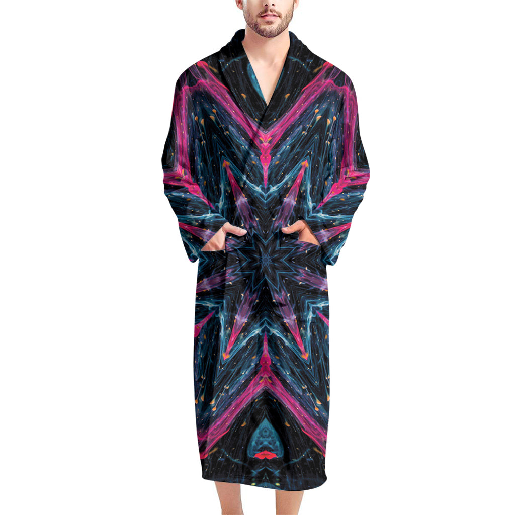 Dark Cloud Kaleidoscope Print Men's Bathrobe