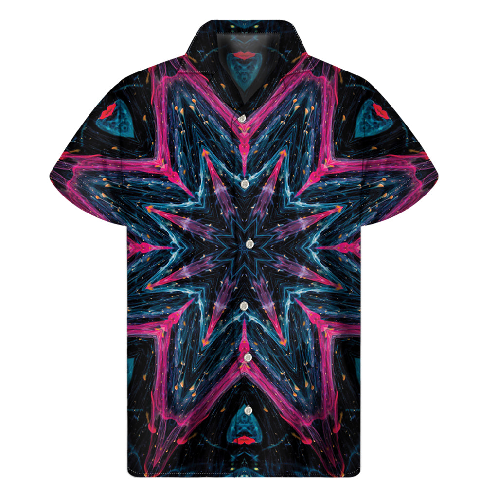 Dark Cloud Kaleidoscope Print Men's Short Sleeve Shirt