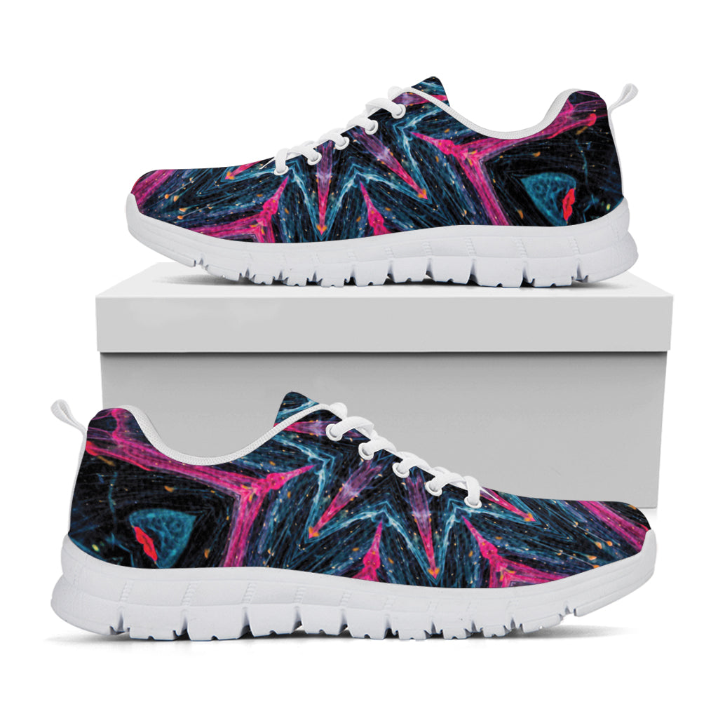 Dark Cloud Kaleidoscope Print White Sneakers