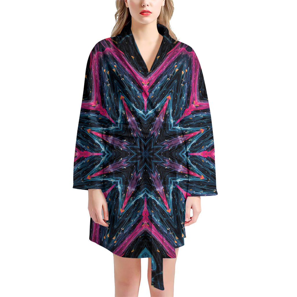 Dark Cloud Kaleidoscope Print Women's Bathrobe