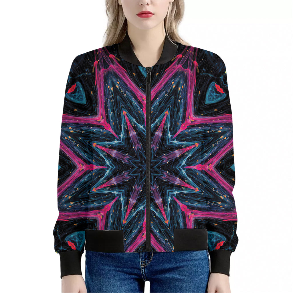 Dark Cloud Kaleidoscope Print Women's Bomber Jacket