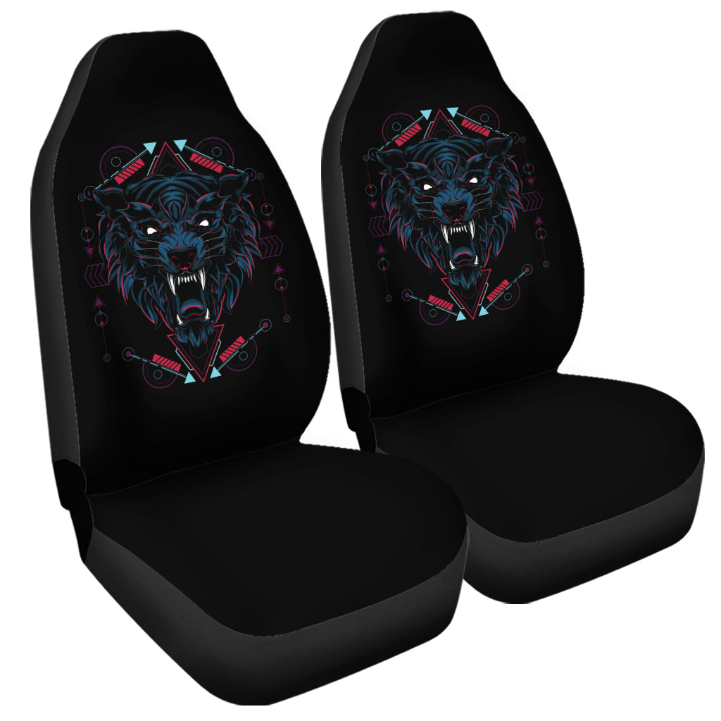 Dark Geometric Wolf Print Universal Fit Car Seat Covers