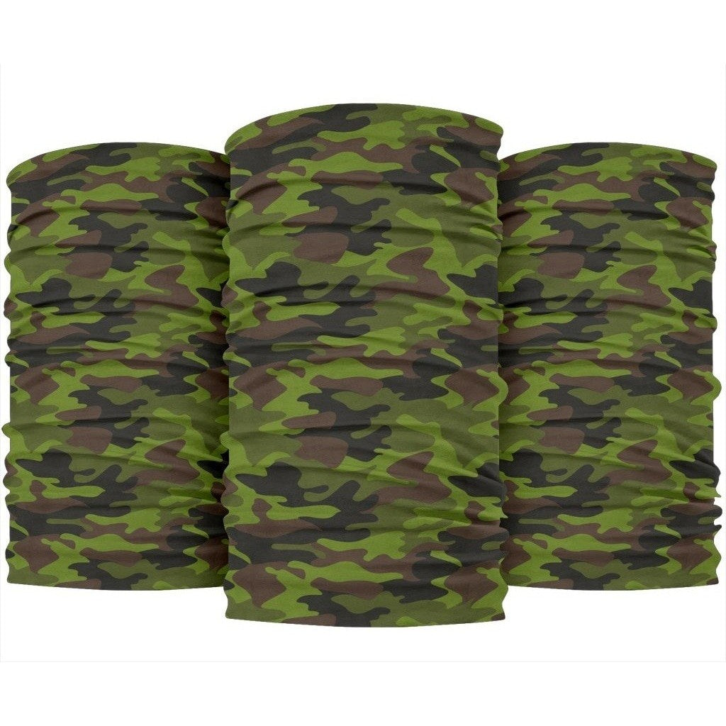 Dark Green And Black Camouflage Print 3-Pack Bandanas