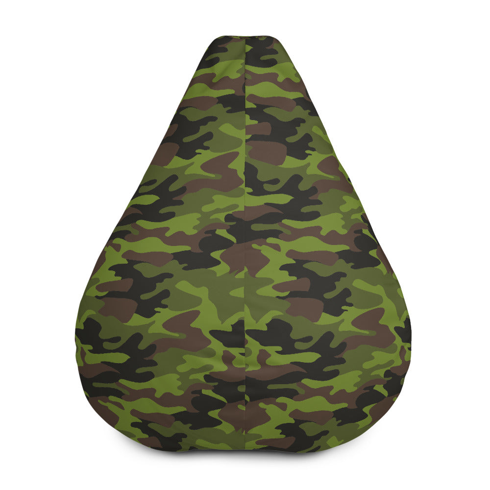 Dark Green And Black Camouflage Print Bean Bag Cover