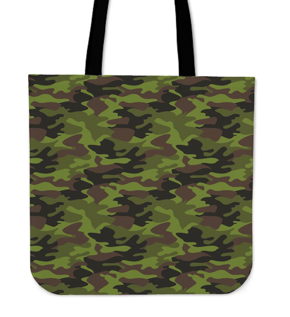 Dark Green And Black Camouflage Print Canvas Tote Bag