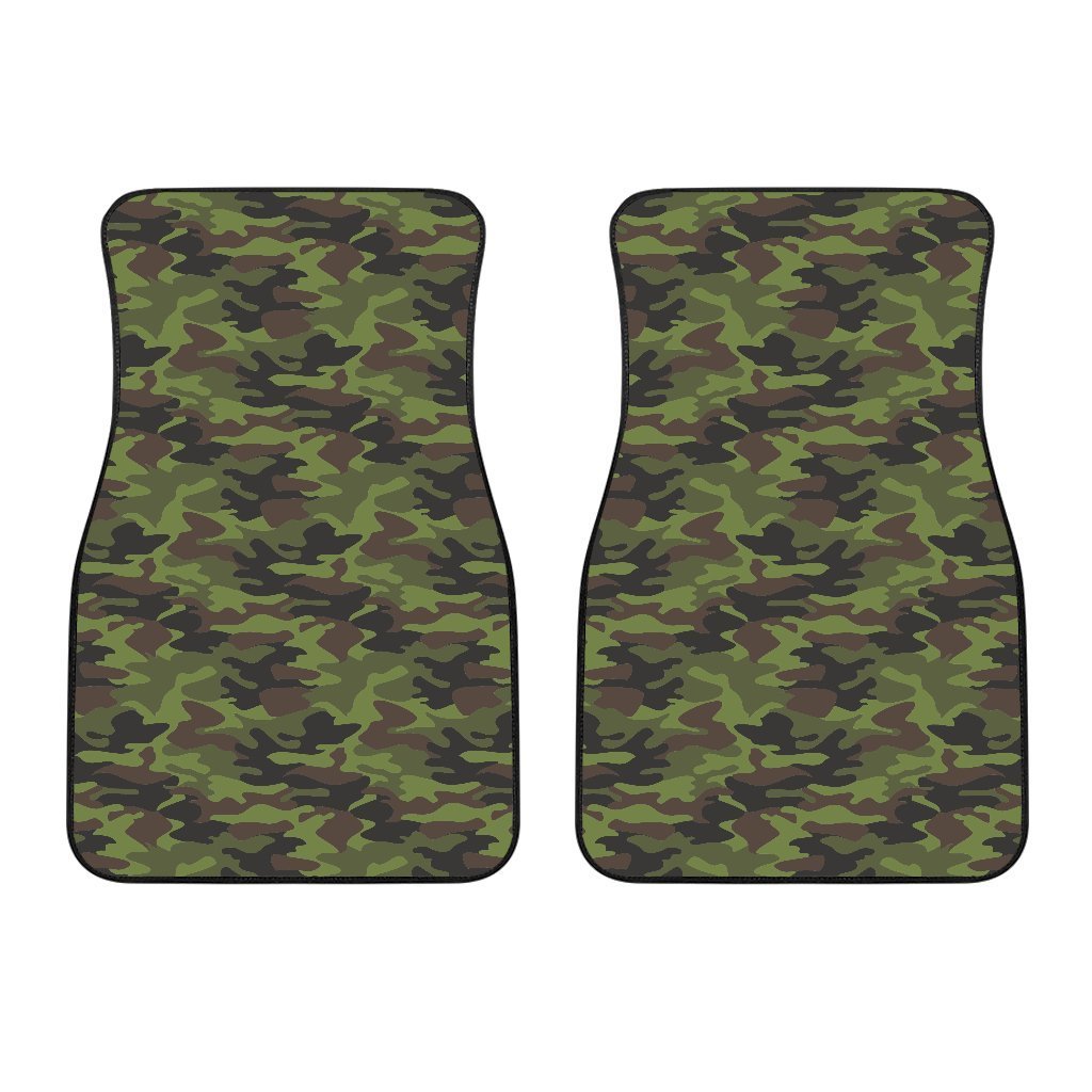 Dark Green And Black Camouflage Print Front Car Floor Mats