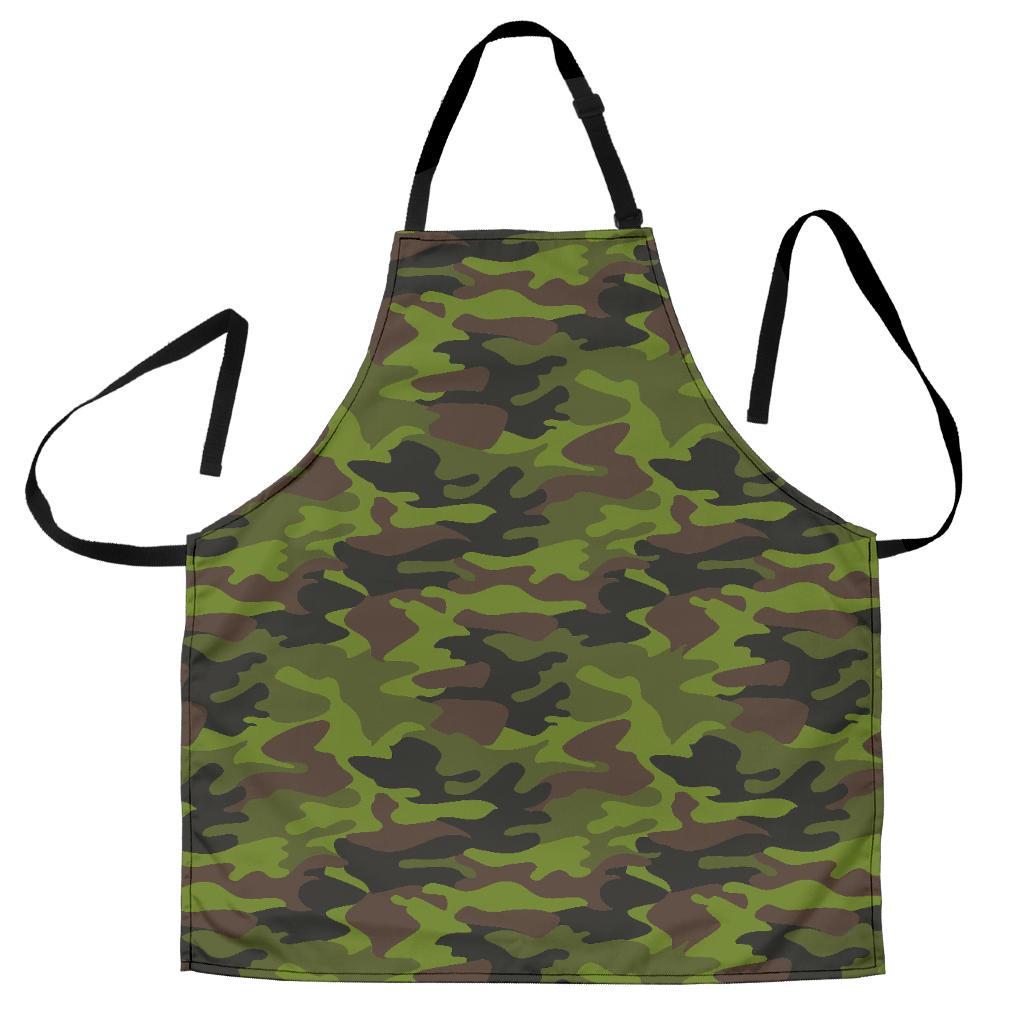 Dark Green And Black Camouflage Print Men's Apron