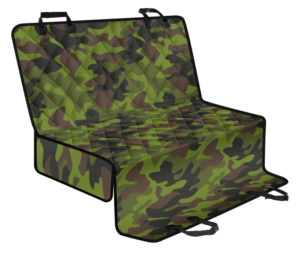 Dark Green And Black Camouflage Print Pet Car Back Seat Cover