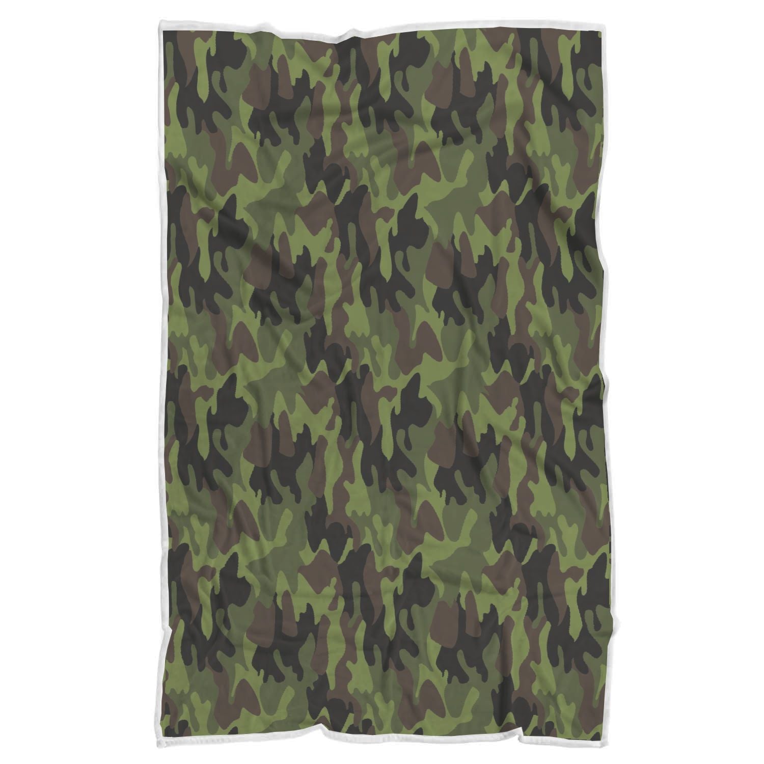 Dark Green And Black Camouflage Print Sherpa Blanket