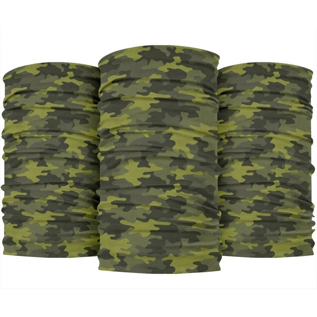 Dark Green Camouflage Print 3-Pack Bandanas