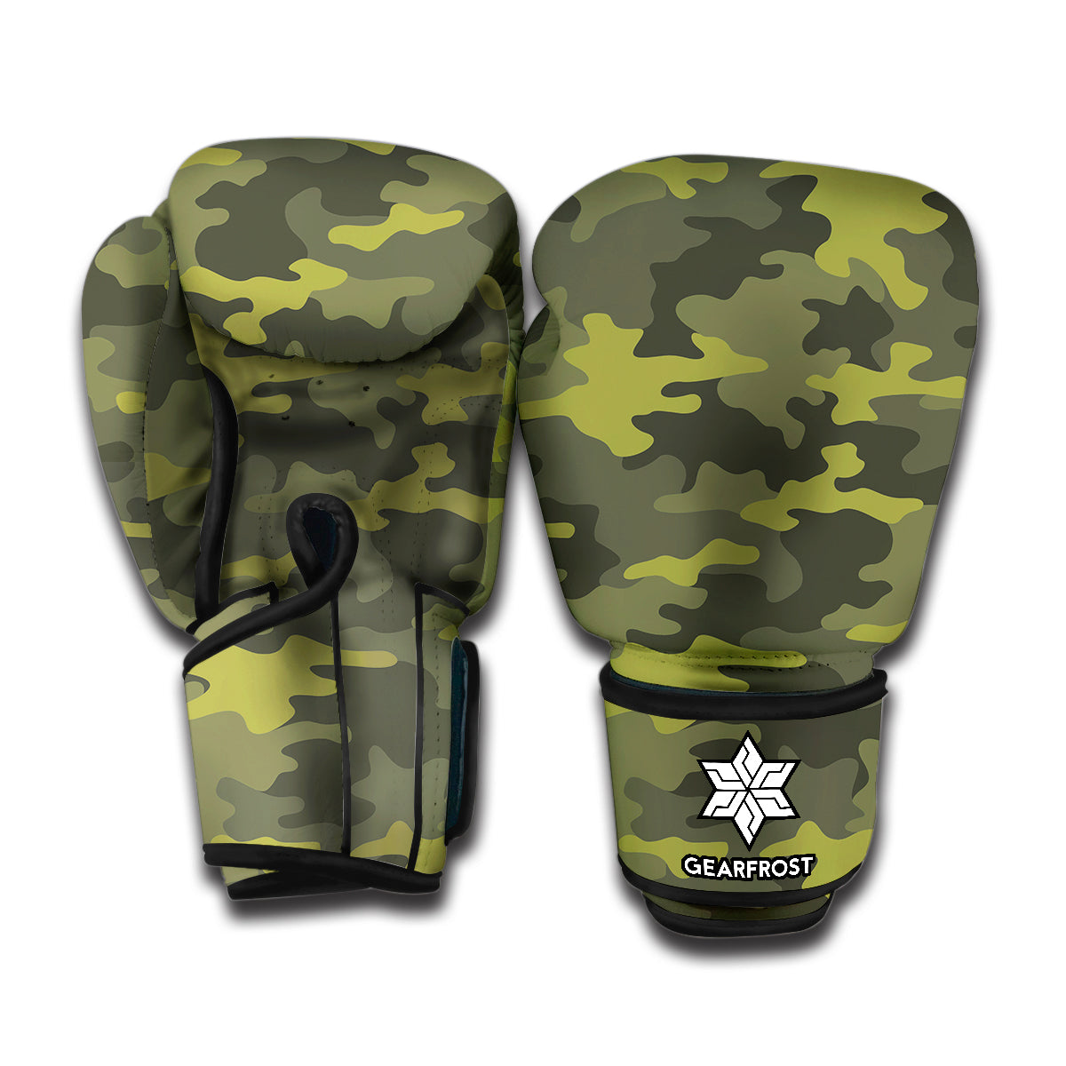 Dark Green Camouflage Print Boxing Gloves