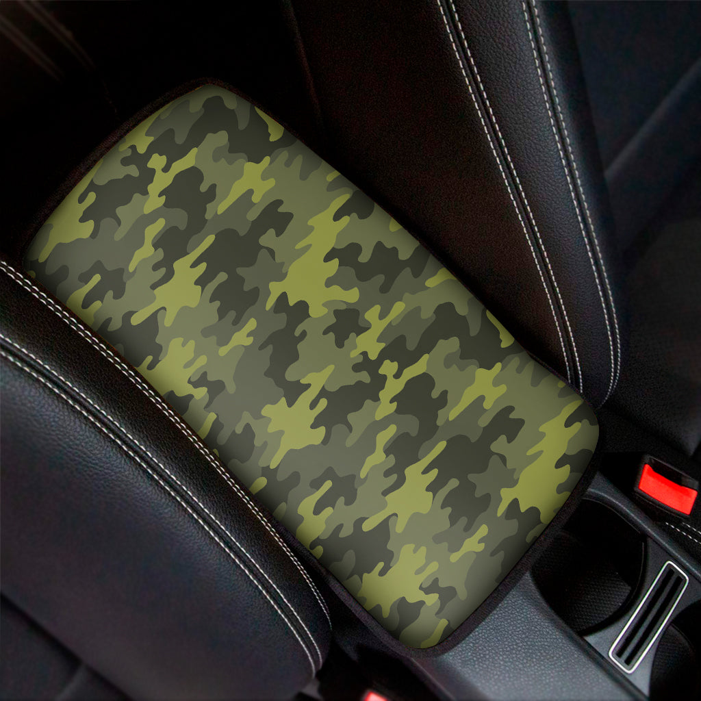 Dark Green Camouflage Print Car Center Console Cover