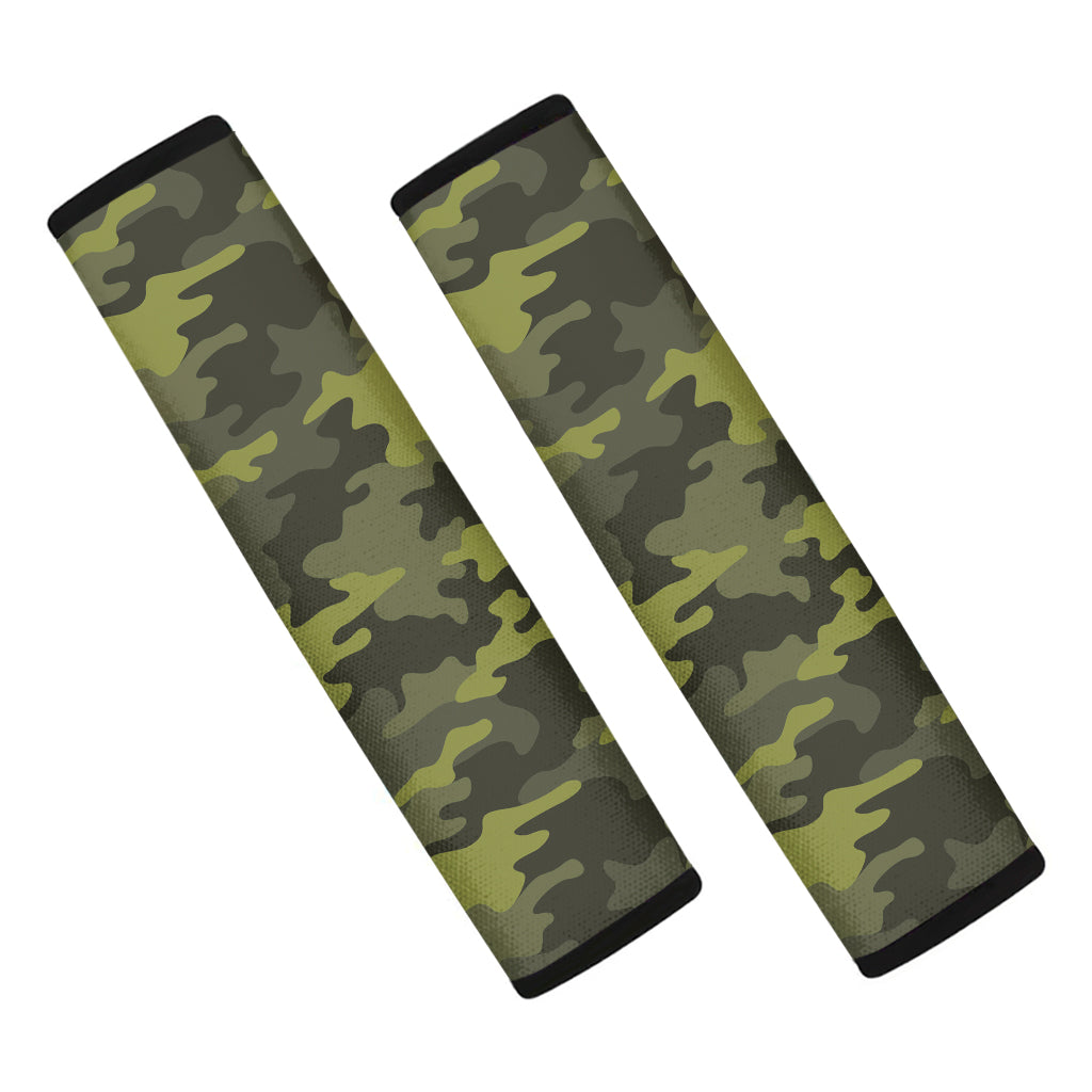 Dark Green Camouflage Print Car Seat Belt Covers