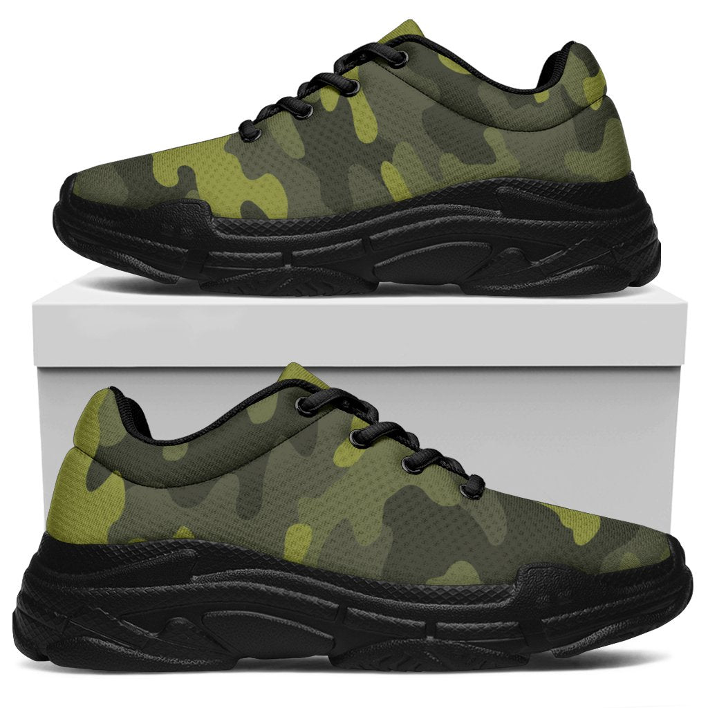 Dark Green Camouflage Print Chunky Sneakers