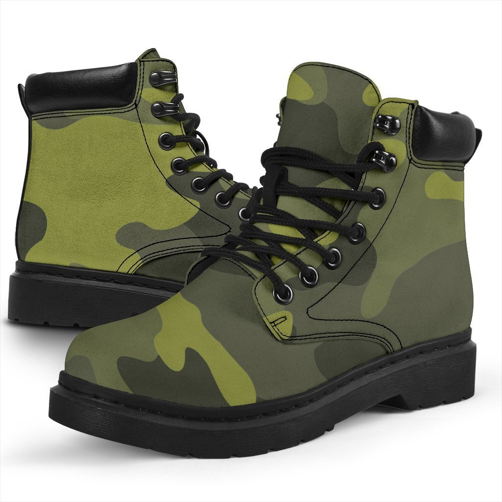 Dark Green Camouflage Print Classic Boots