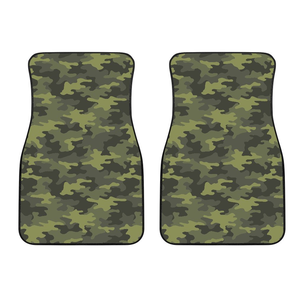 Dark Green Camouflage Print Front Car Floor Mats