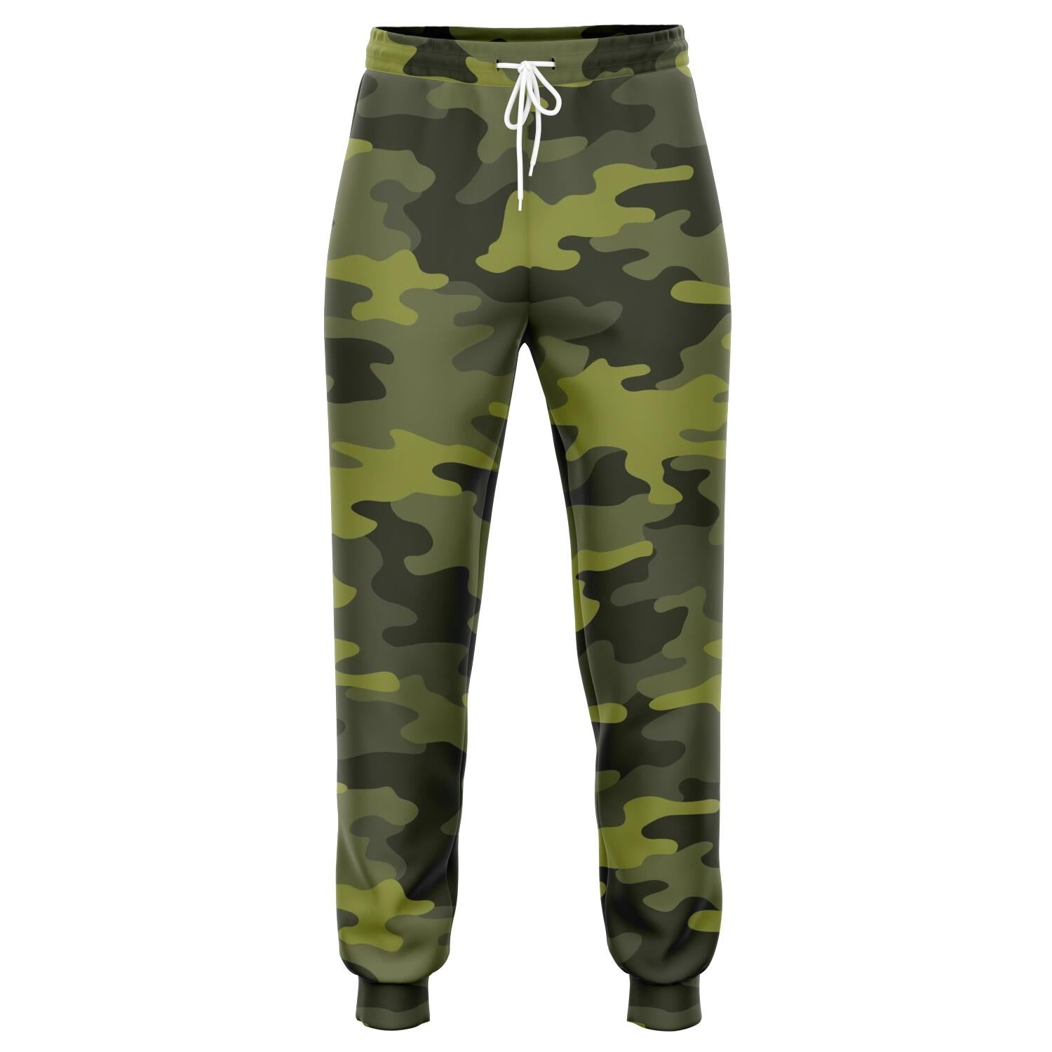 Dark Green Camouflage Print Jogger Pants