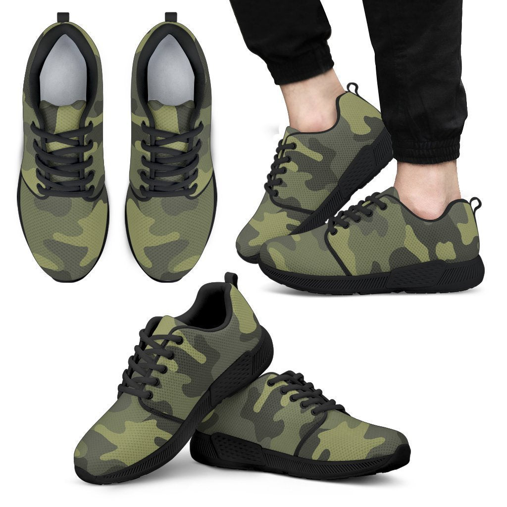 Dark Green Camouflage Print Men's Athletic Shoes