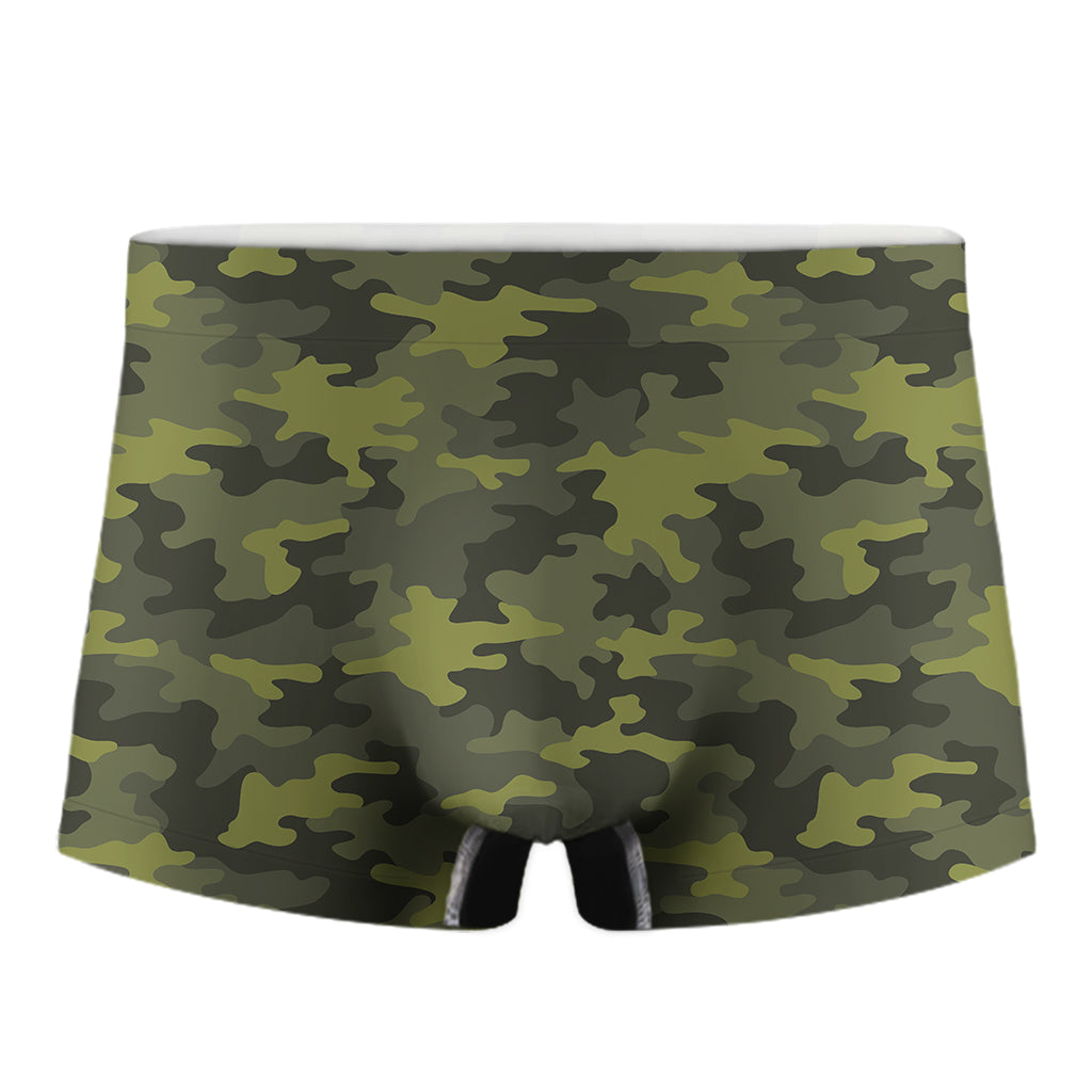 Dark Green Camouflage Print Men's Boxer Briefs