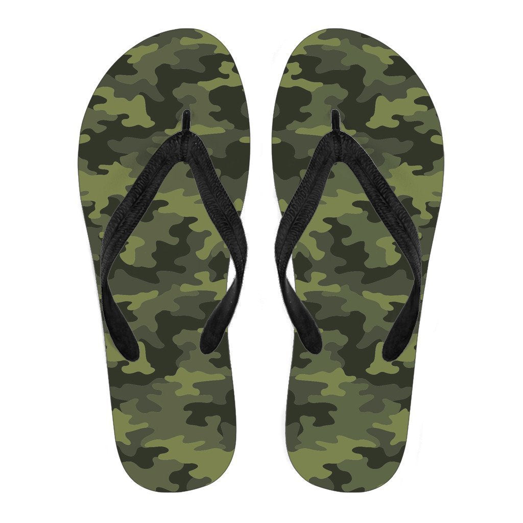 Dark Green Camouflage Print Men's Flip Flops