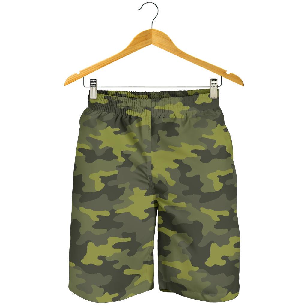 Dark Green Camouflage Print Men's Shorts