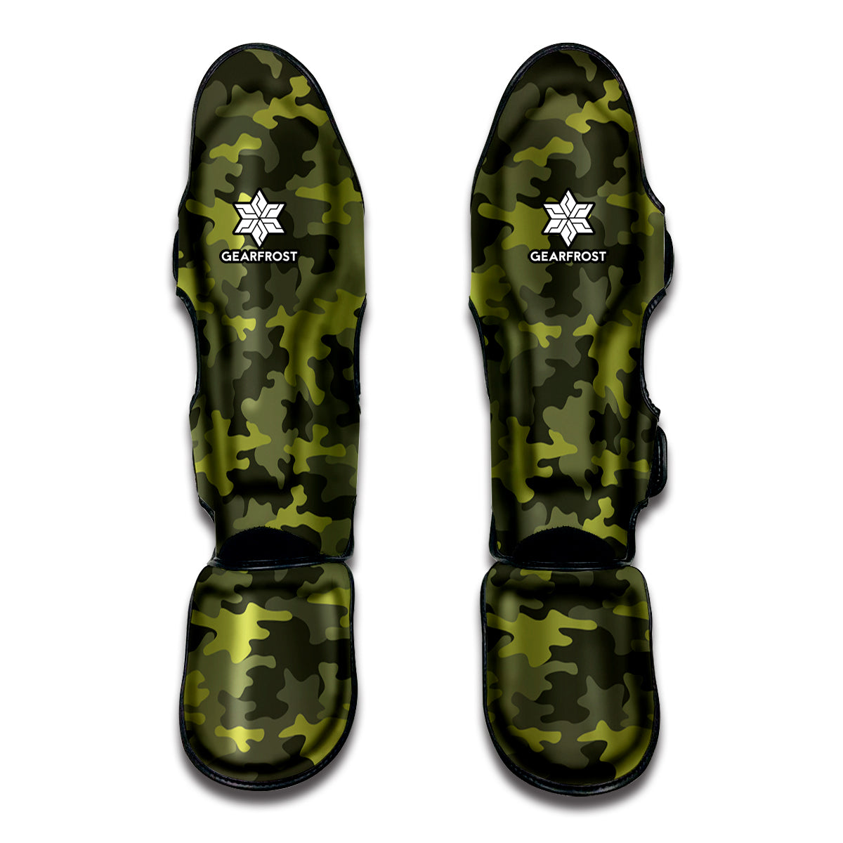 Dark Green Camouflage Print Muay Thai Shin Guards