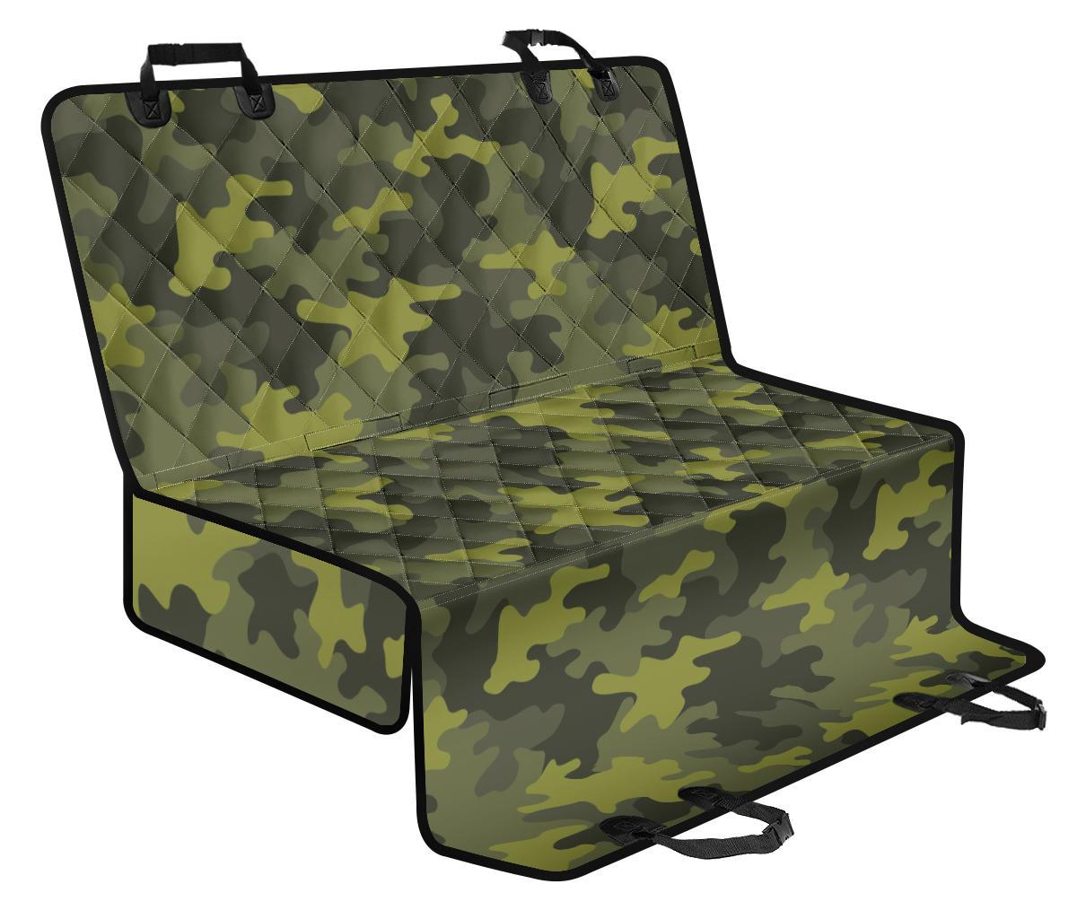 Dark Green Camouflage Print Pet Car Back Seat Cover