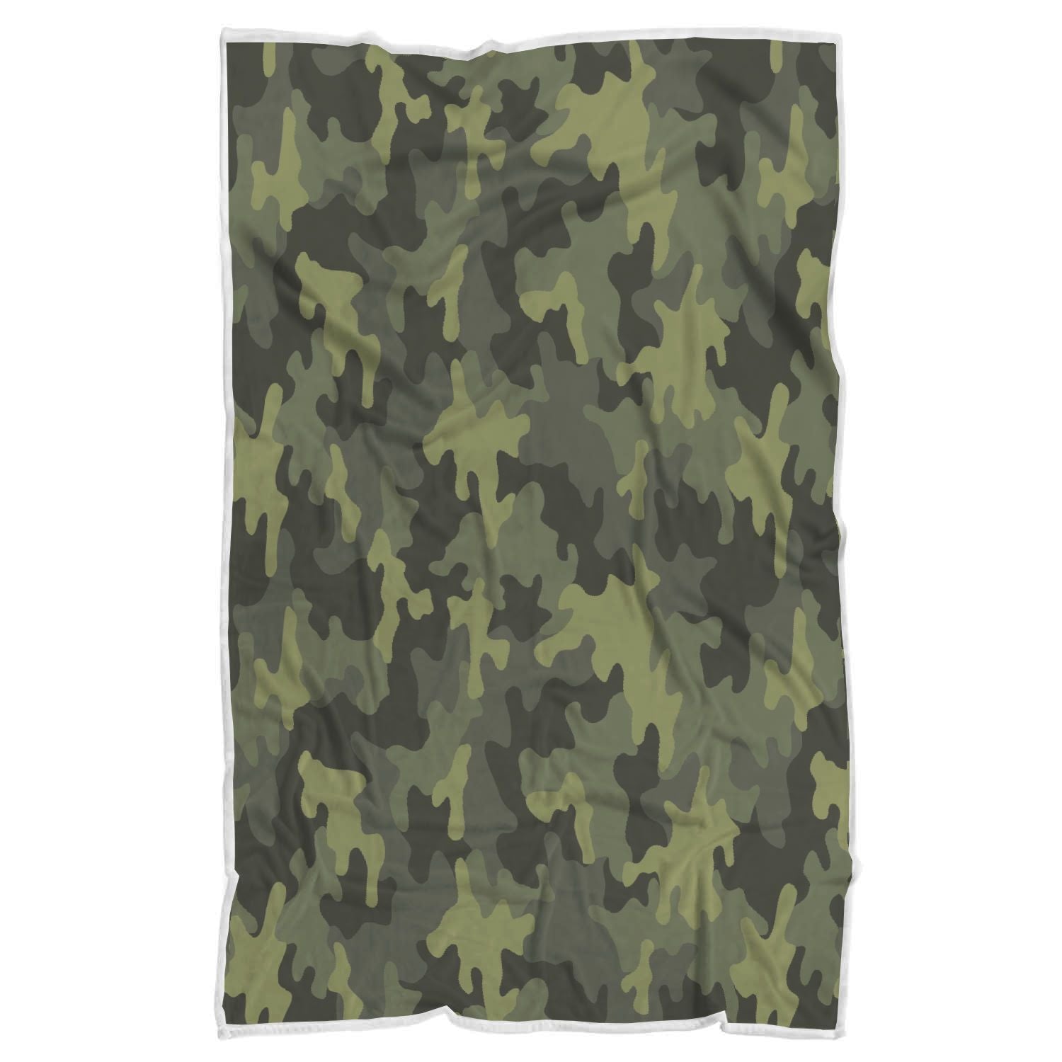 Dark Green Camouflage Print Sherpa Blanket