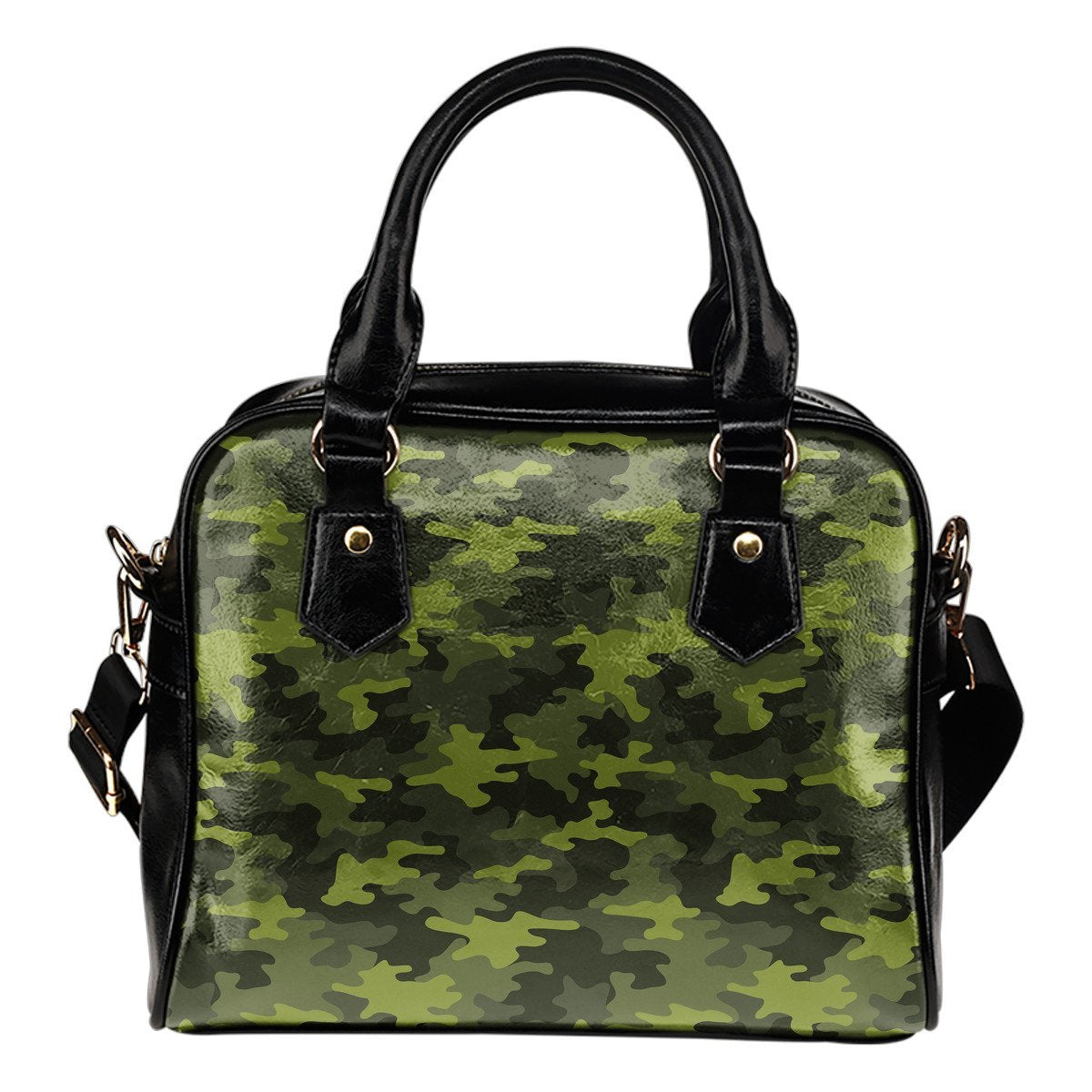 Dark Green Camouflage Print Shoulder Handbag