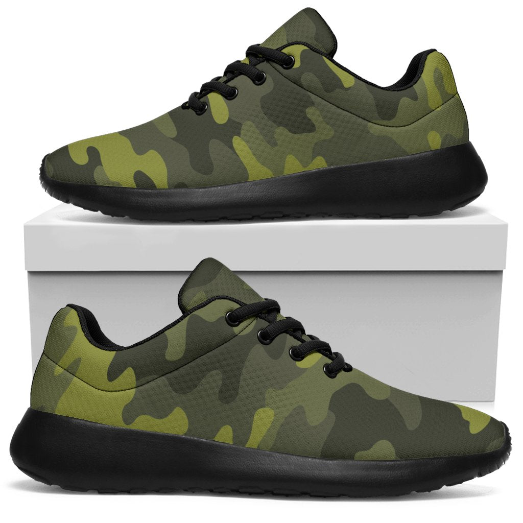 Dark Green Camouflage Print Sport Sneakers