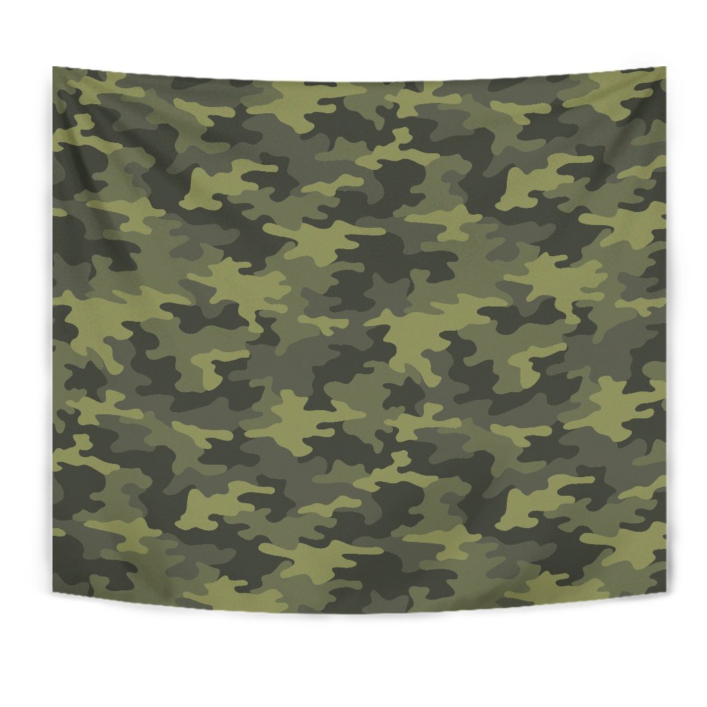 Dark Green Camouflage Print Wall Tapestry