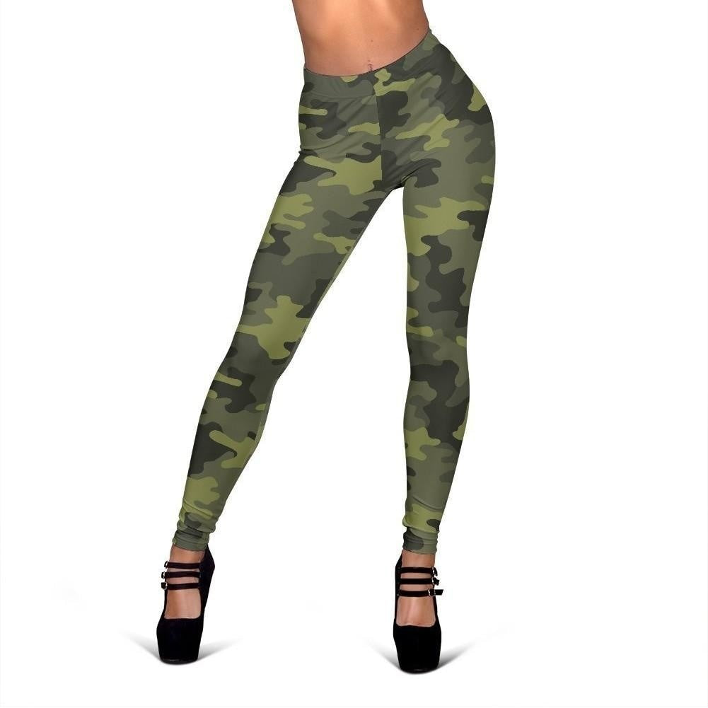 Dark Green Camouflage Print Women's Leggings