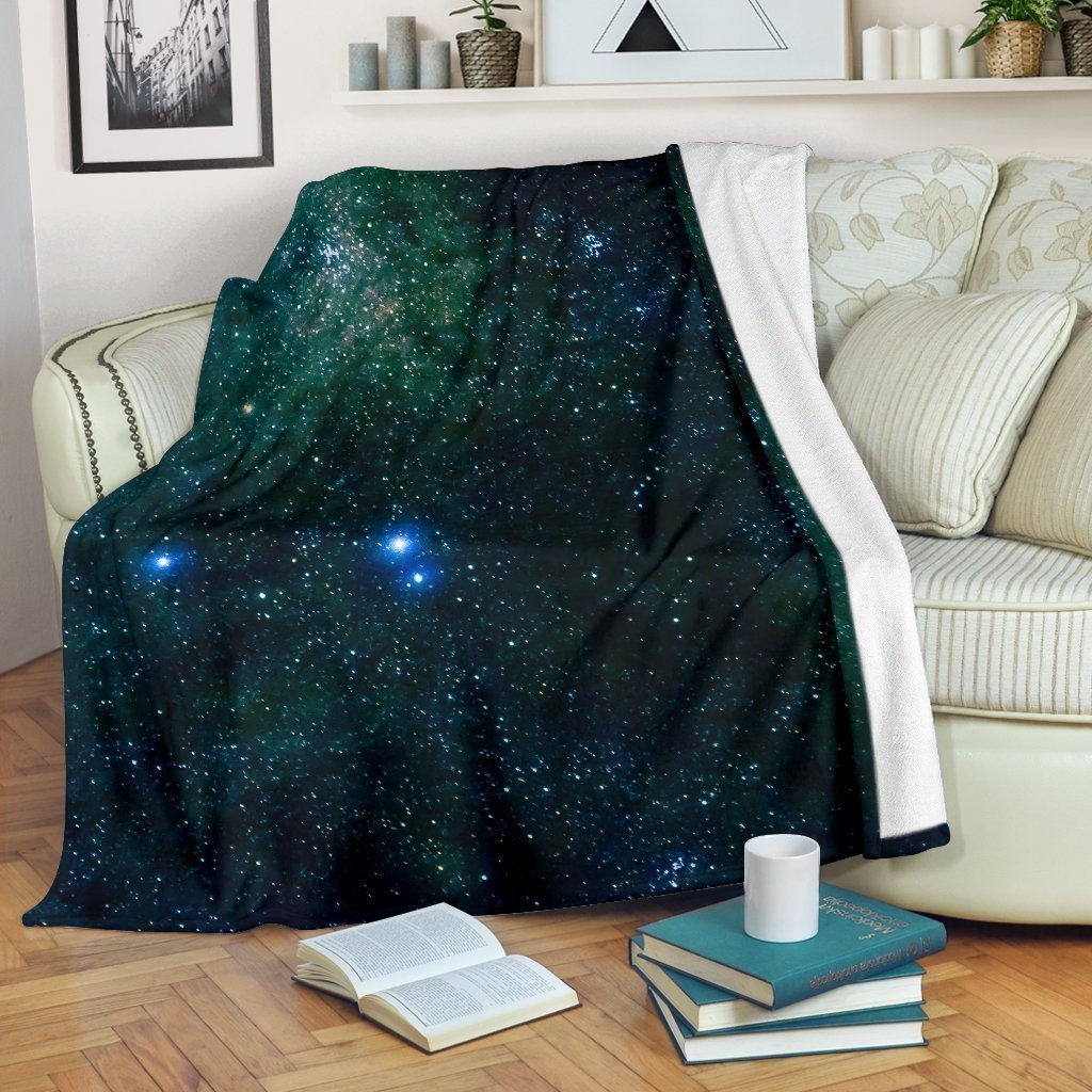 Dark Green Galaxy Space Print Blanket