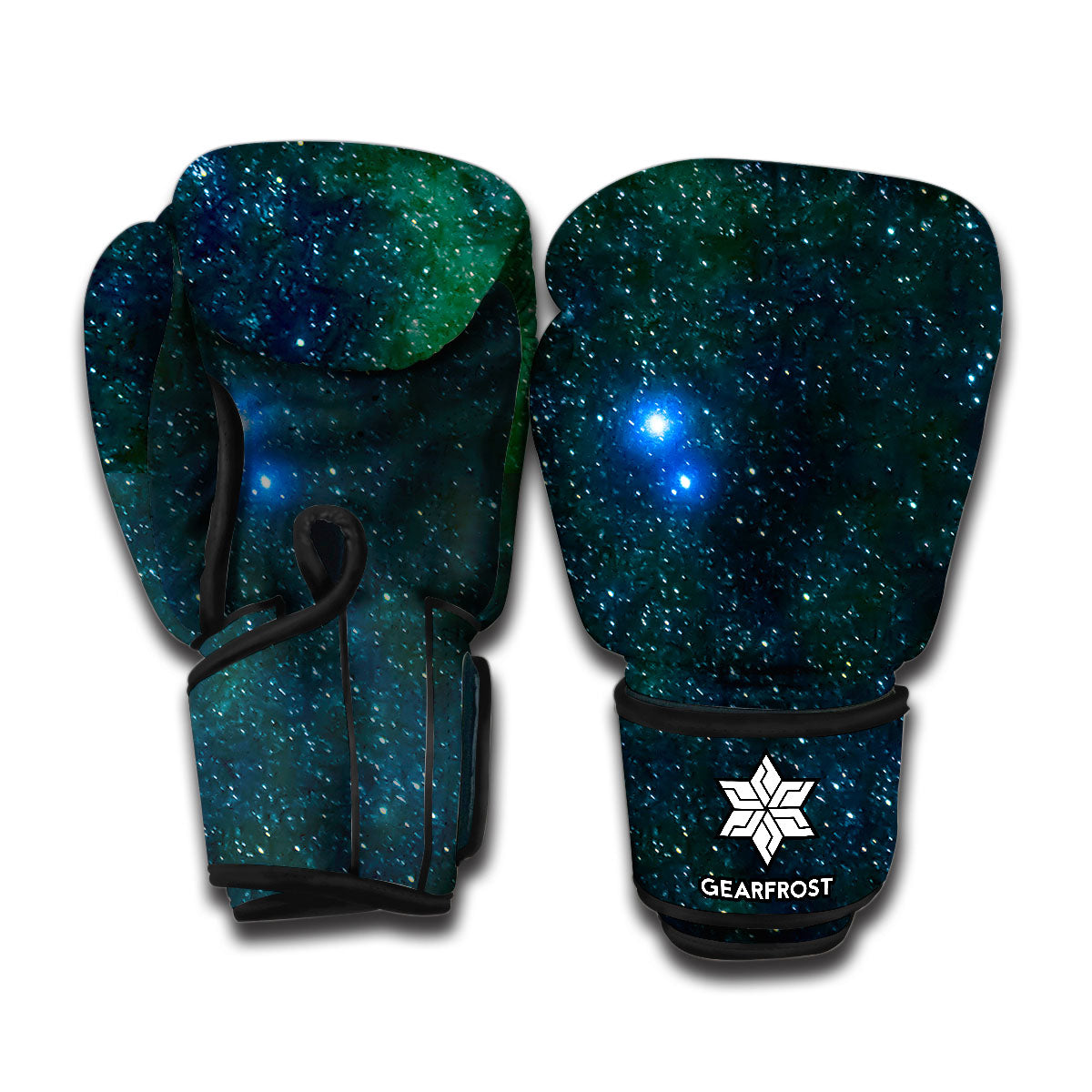 Dark Green Galaxy Space Print Boxing Gloves