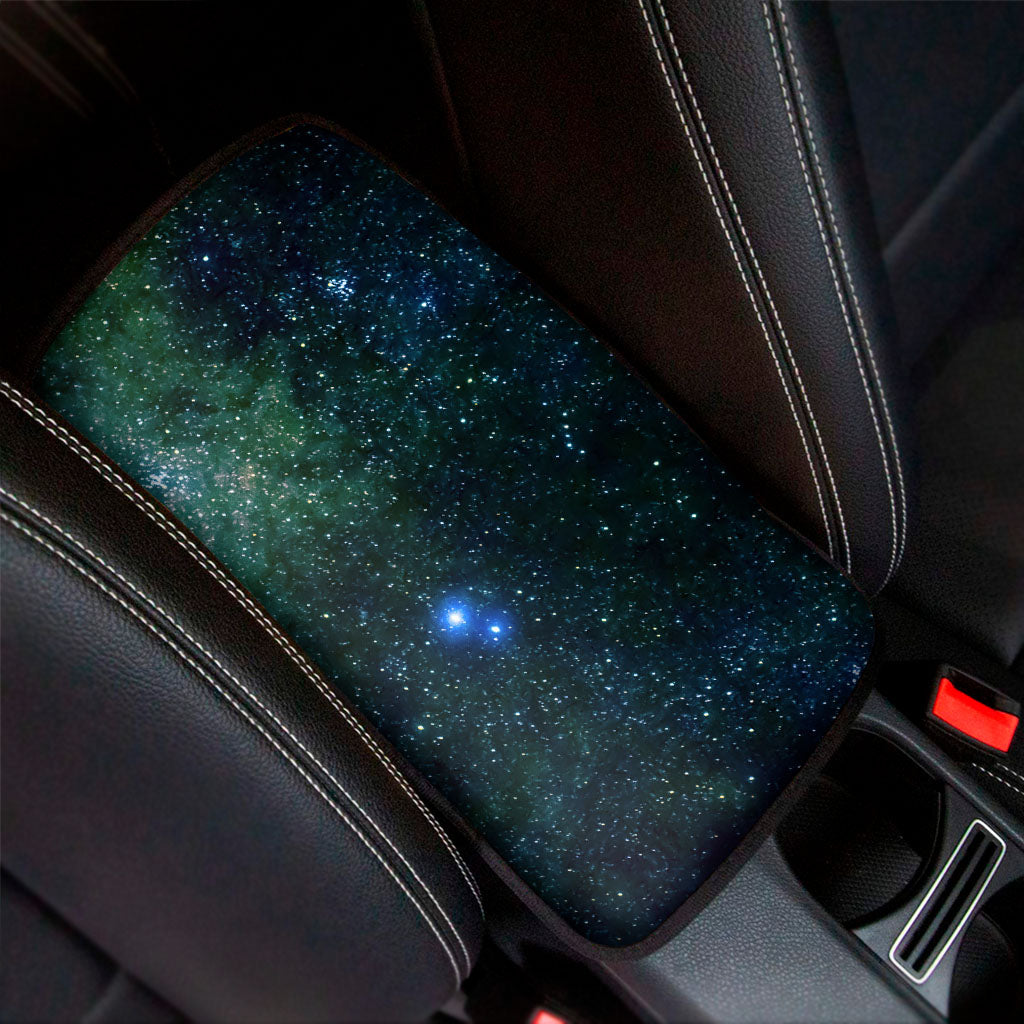 Dark Green Galaxy Space Print Car Center Console Cover