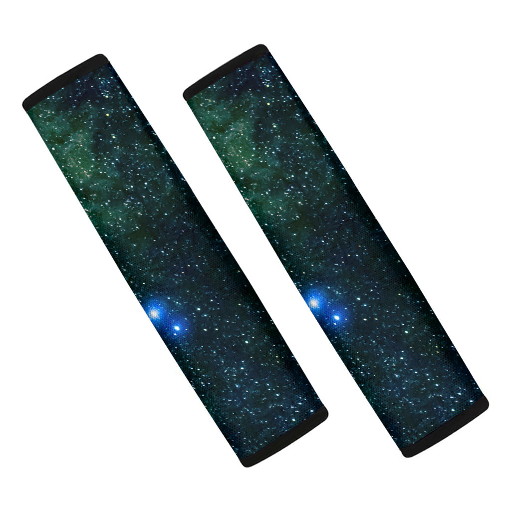 Dark Green Galaxy Space Print Car Seat Belt Covers