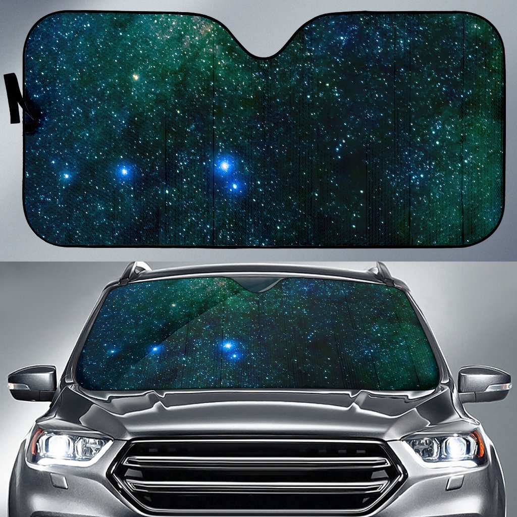 Dark Green Galaxy Space Print Car Sun Shade