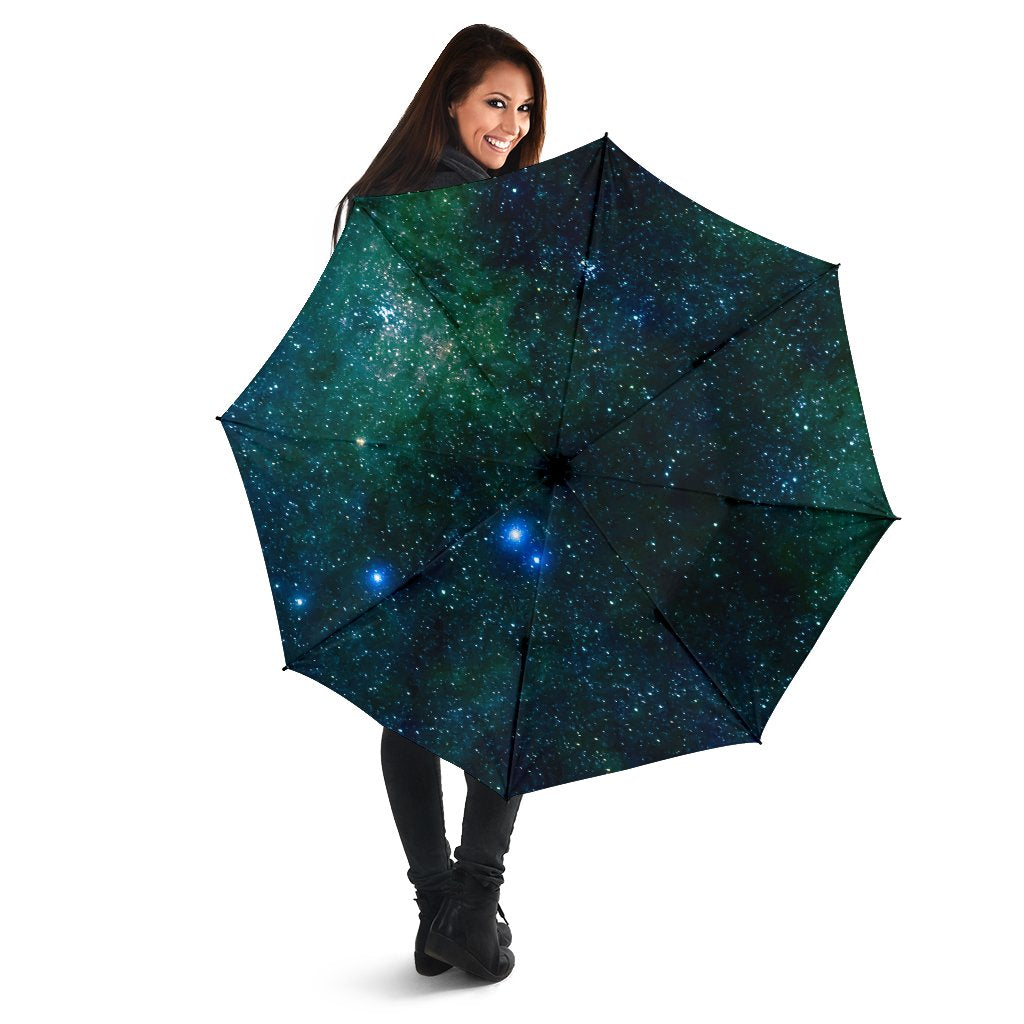 Dark Green Galaxy Space Print Foldable Umbrella