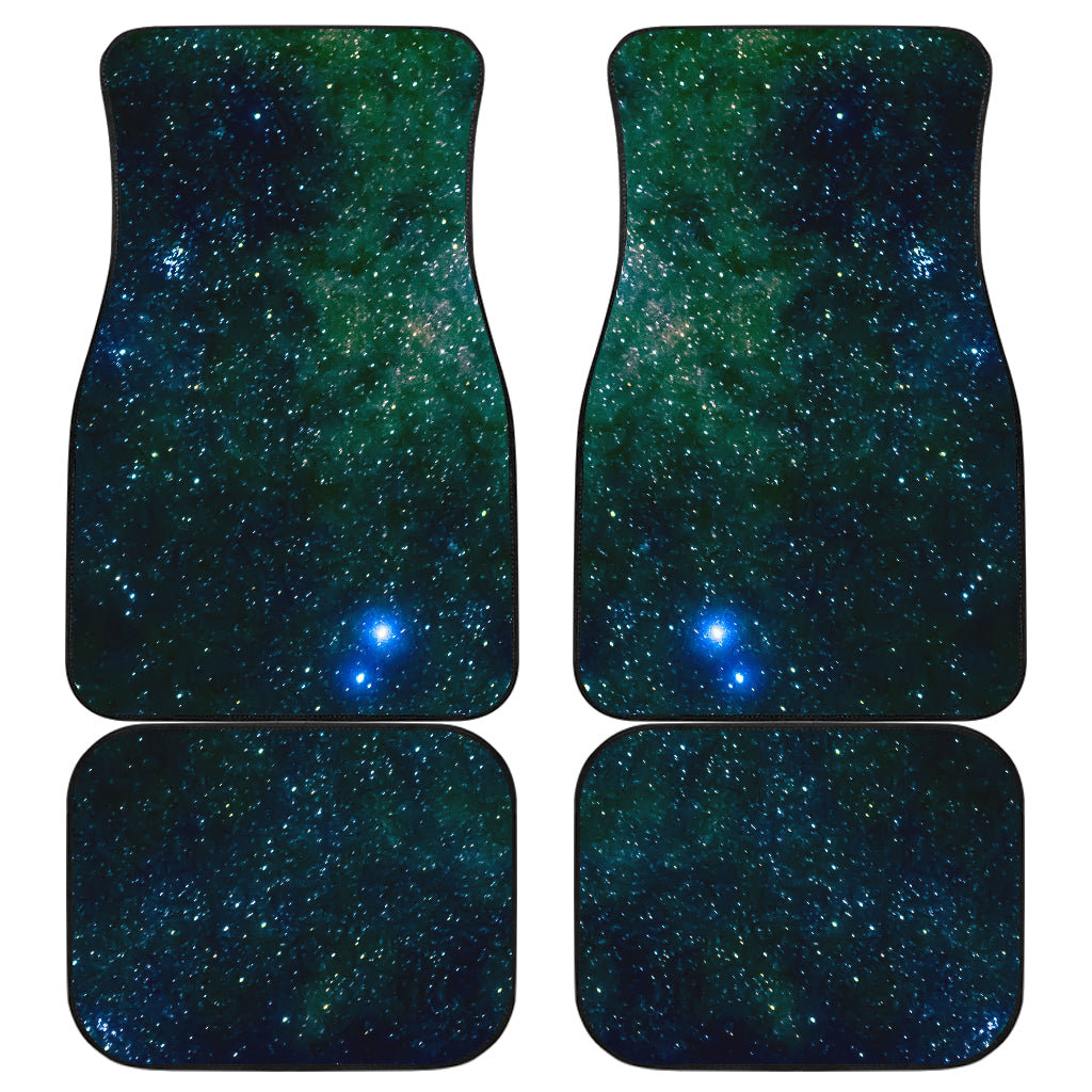 Dark Green Galaxy Space Print Front and Back Car Floor Mats