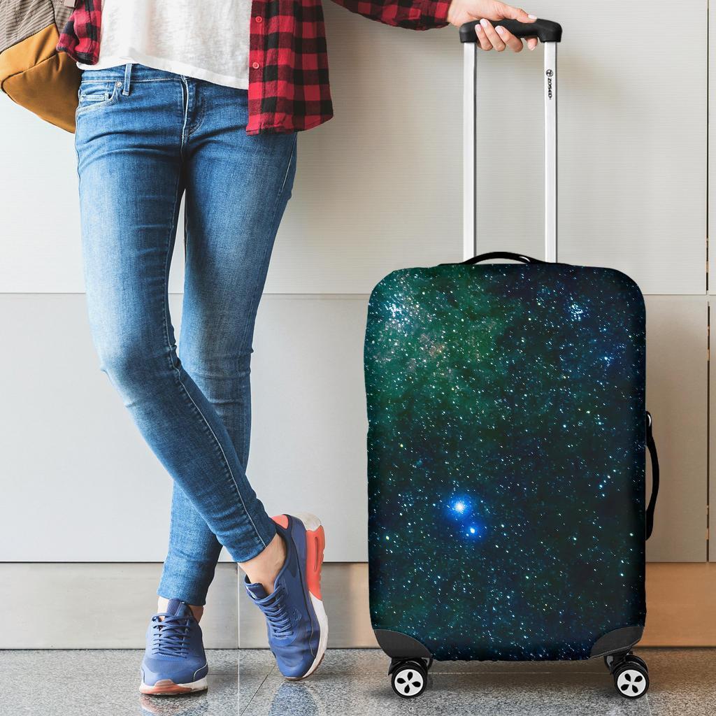 Dark Green Galaxy Space Print Luggage Cover