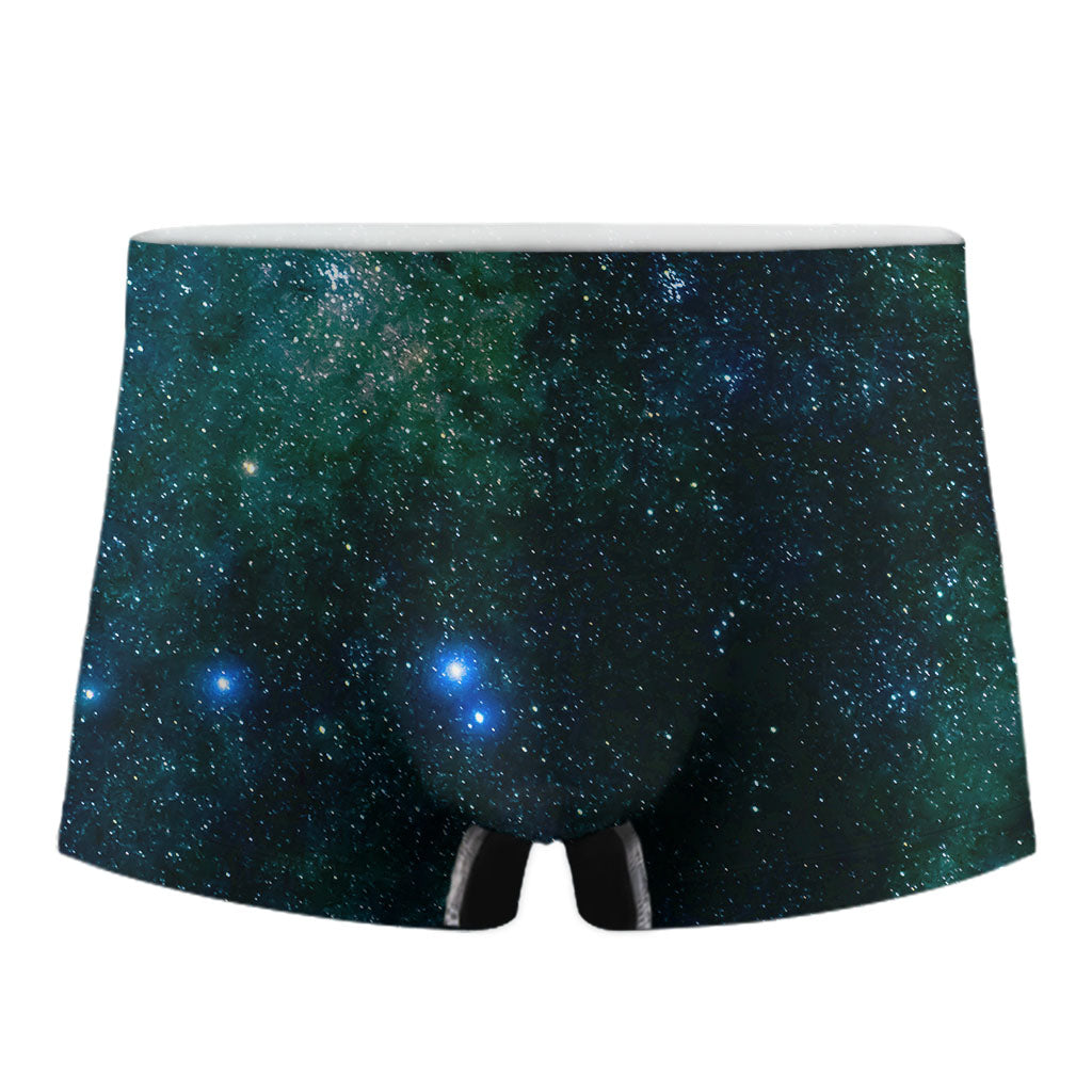 Dark Green Galaxy Space Print Men's Boxer Briefs