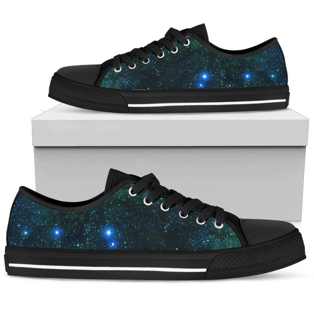 Dark Green Galaxy Space Print Men's Low Top Shoes