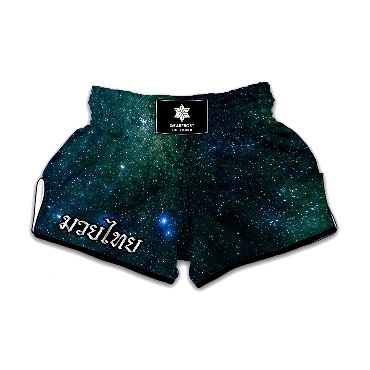 Dark Green Galaxy Space Print Muay Thai Boxing Shorts