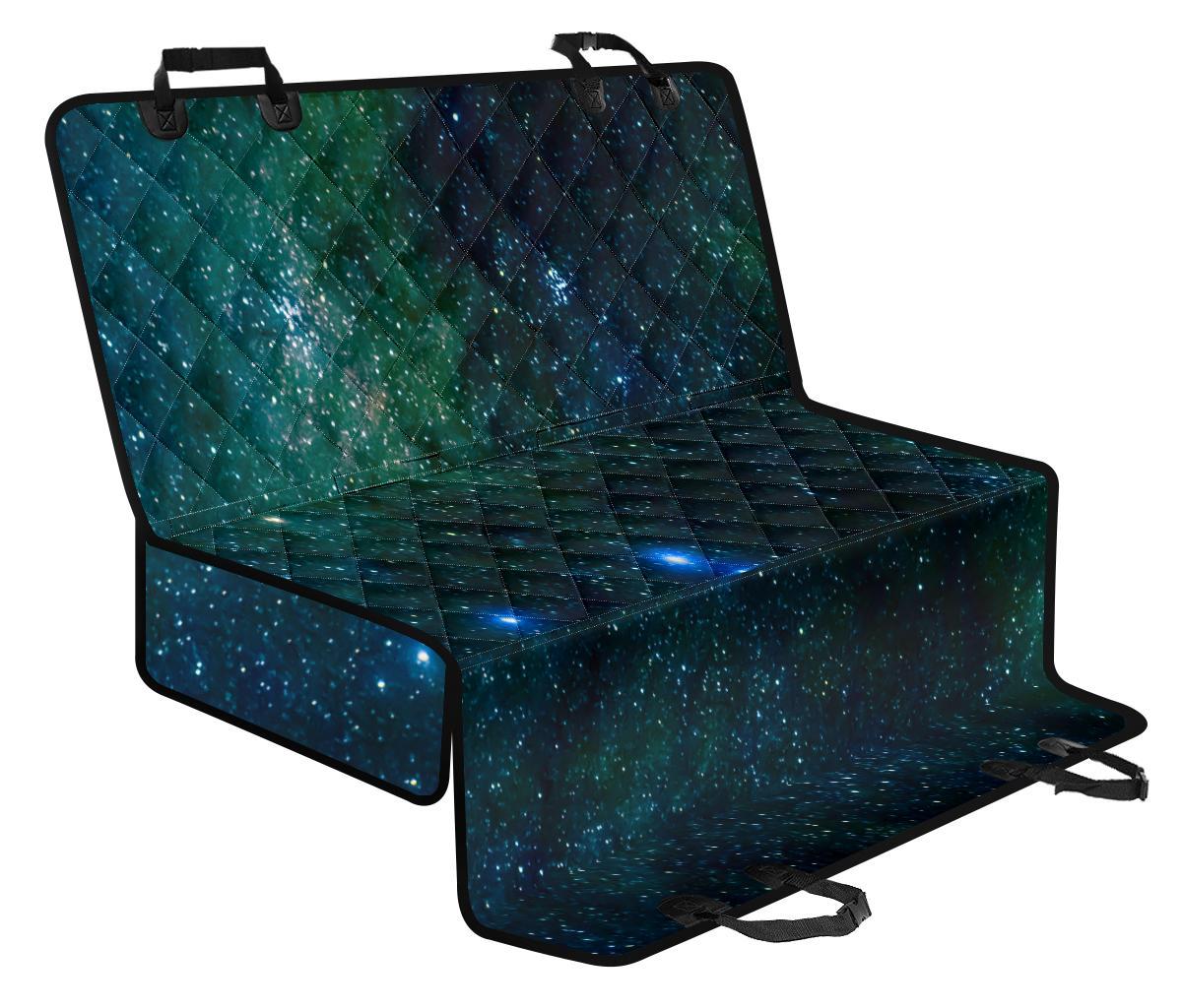 Dark Green Galaxy Space Print Pet Car Back Seat Cover