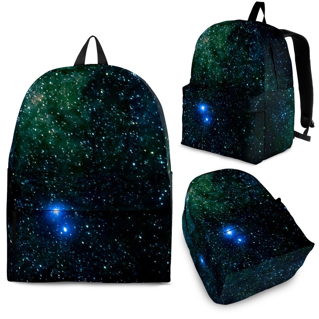 Dark Green Galaxy Space Print School Backpack